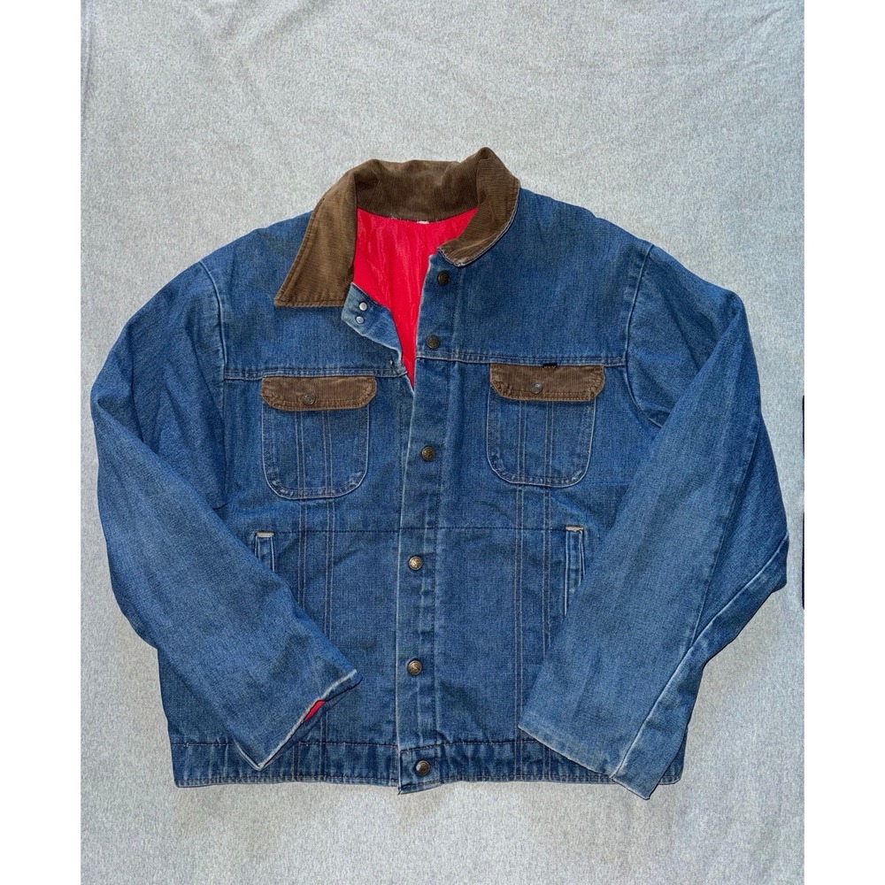 VTG Key Imperial Quilt Lined Denim Chore Trucker Jacket Button Size Large